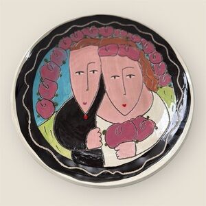 Sandra Magsamen art pottery plate -They covered themselves in love marriage